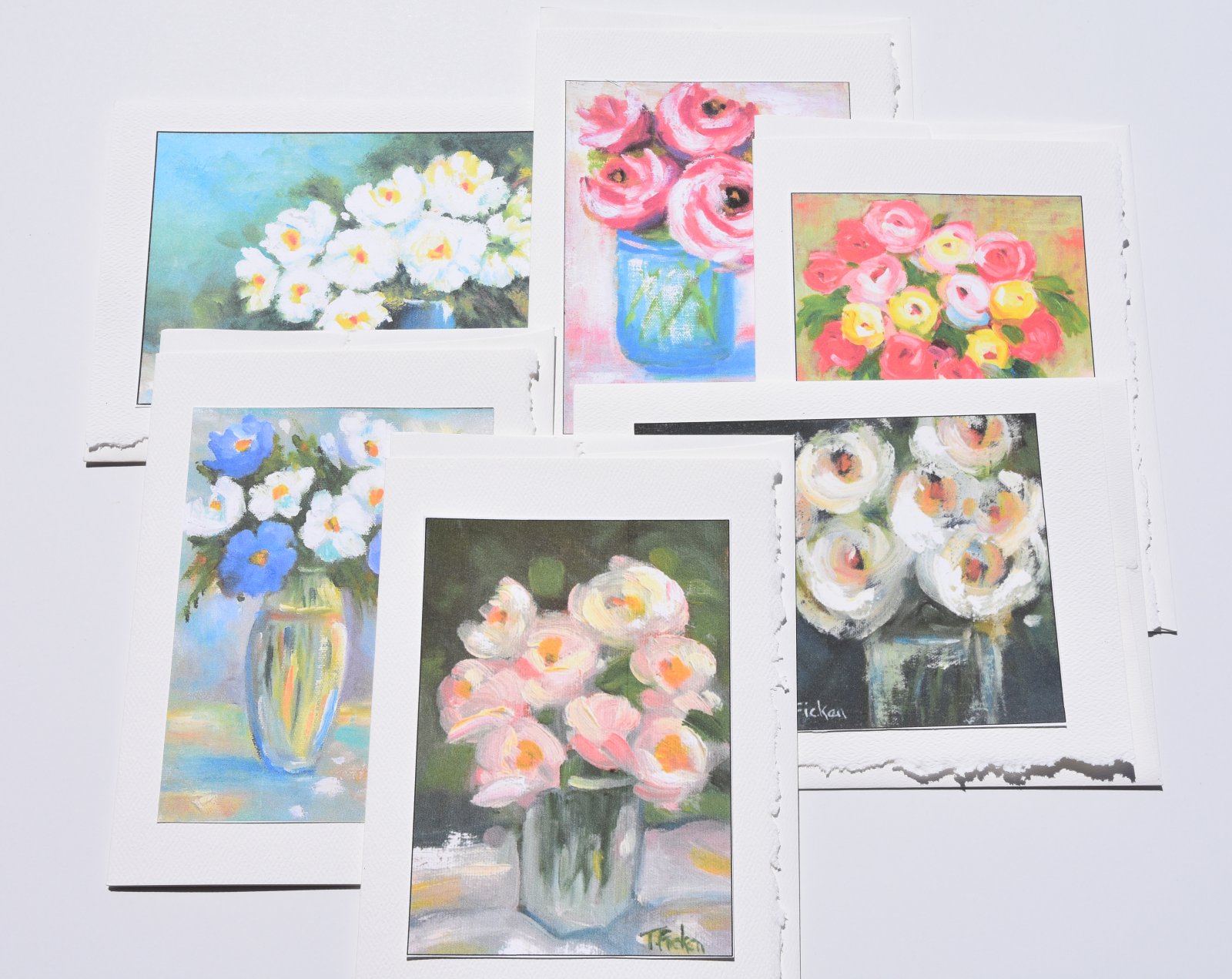 Photo of Set of 6 Floral cards with envelopes